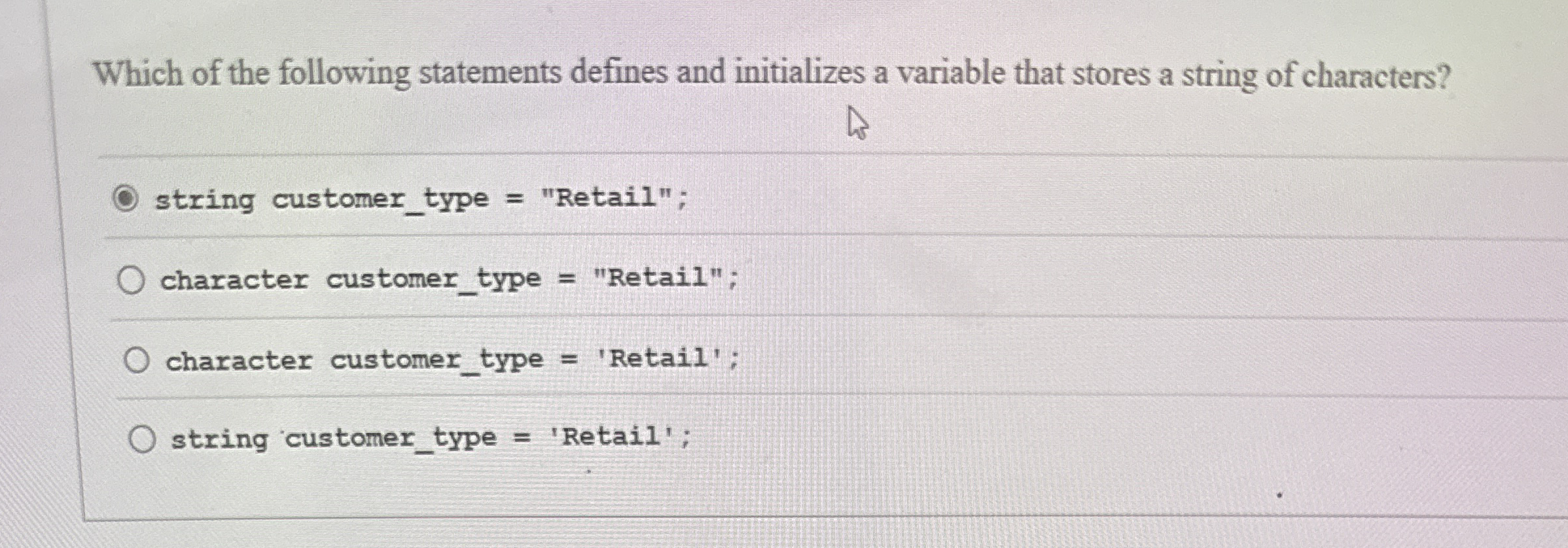 Which of the following statements defines and