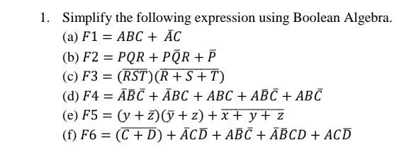 Simplify the following expression using Boolean