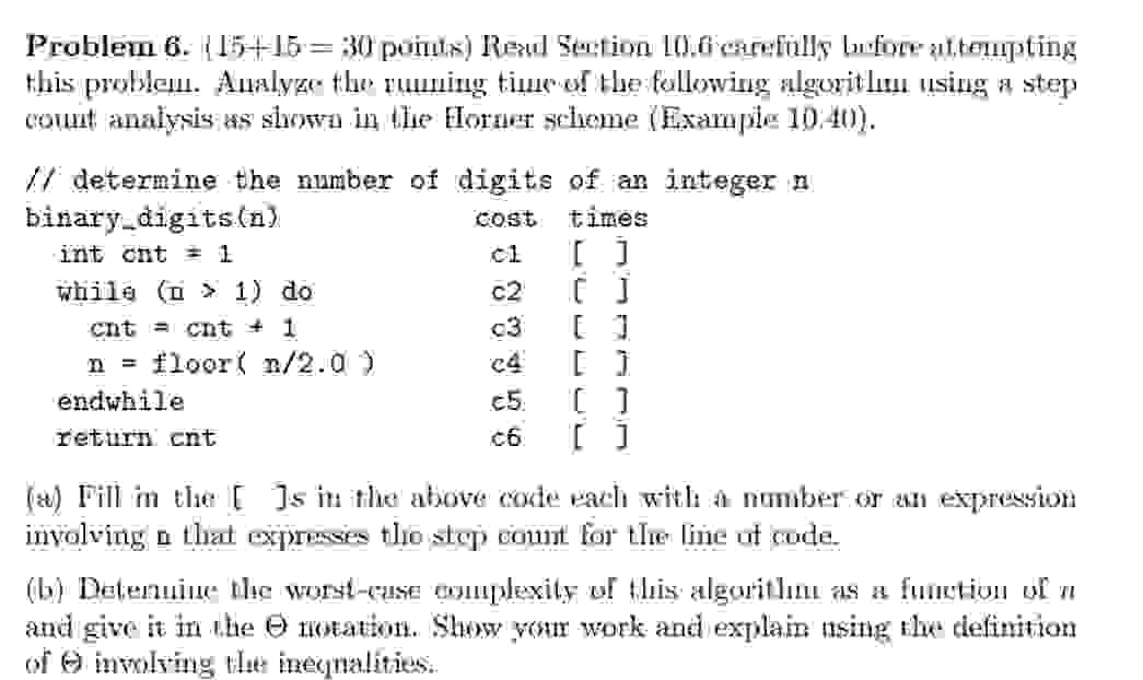 Problen 6 . \ ( ( 1 5 + 1 5 = 3 0 \ ) points )