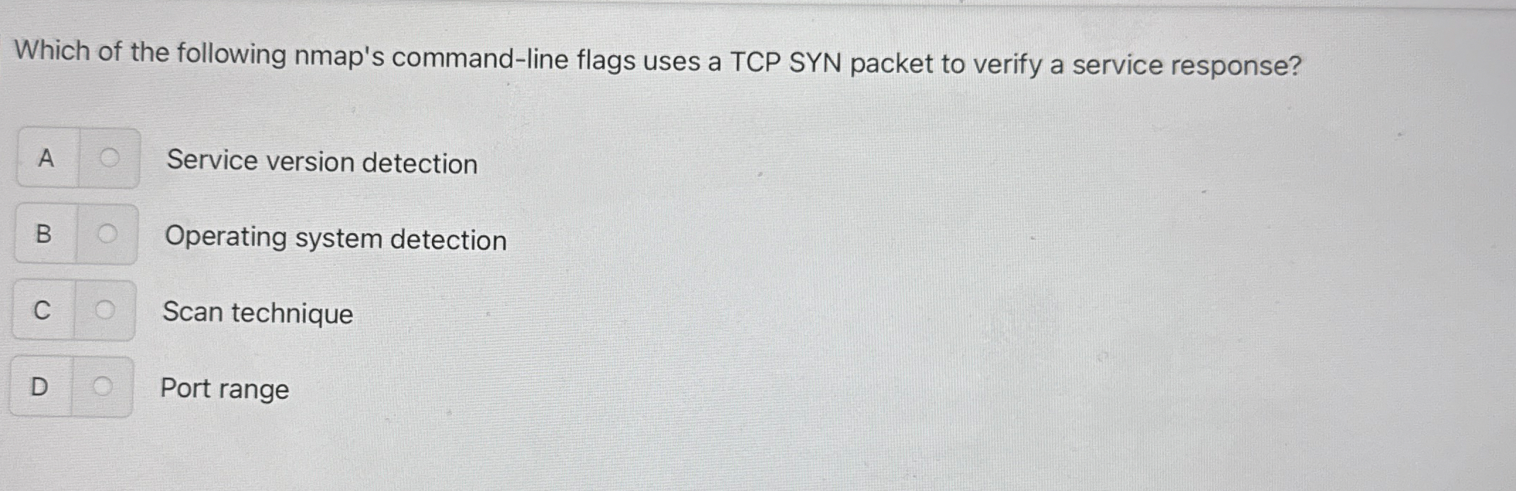 Which of the following nmap's command - line