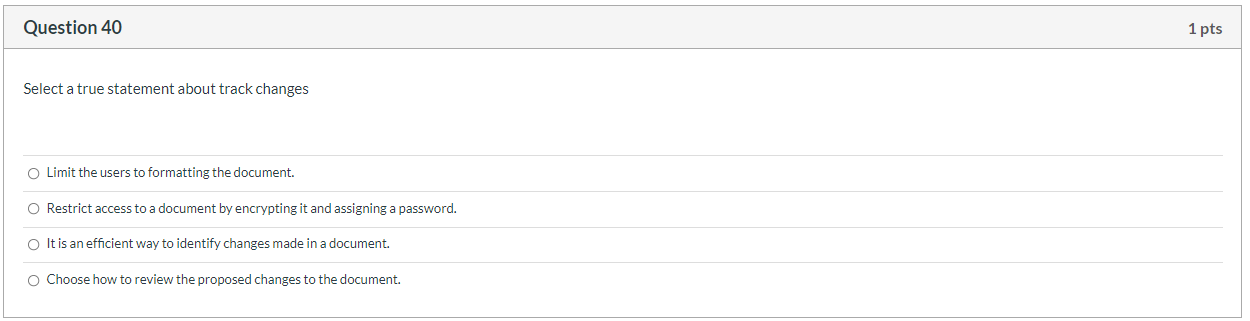 Question 4 0 Select a true statement about track