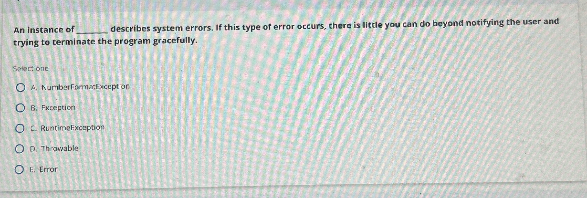 An instance of Jescribes system errors. If this