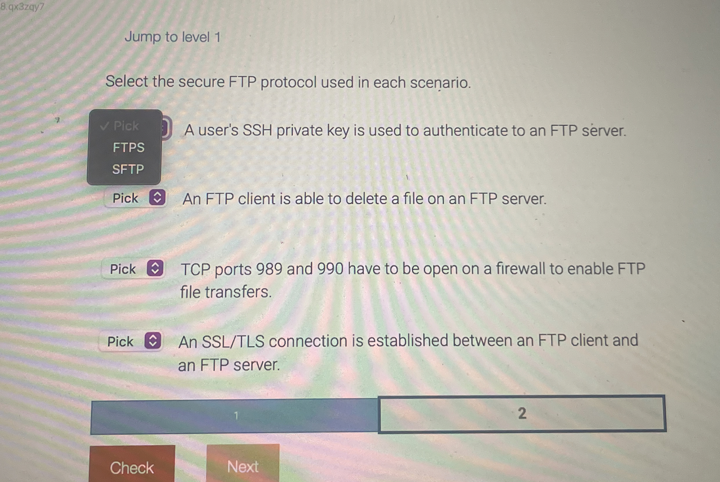 Jump to level 1 Select the secure FTP protocol