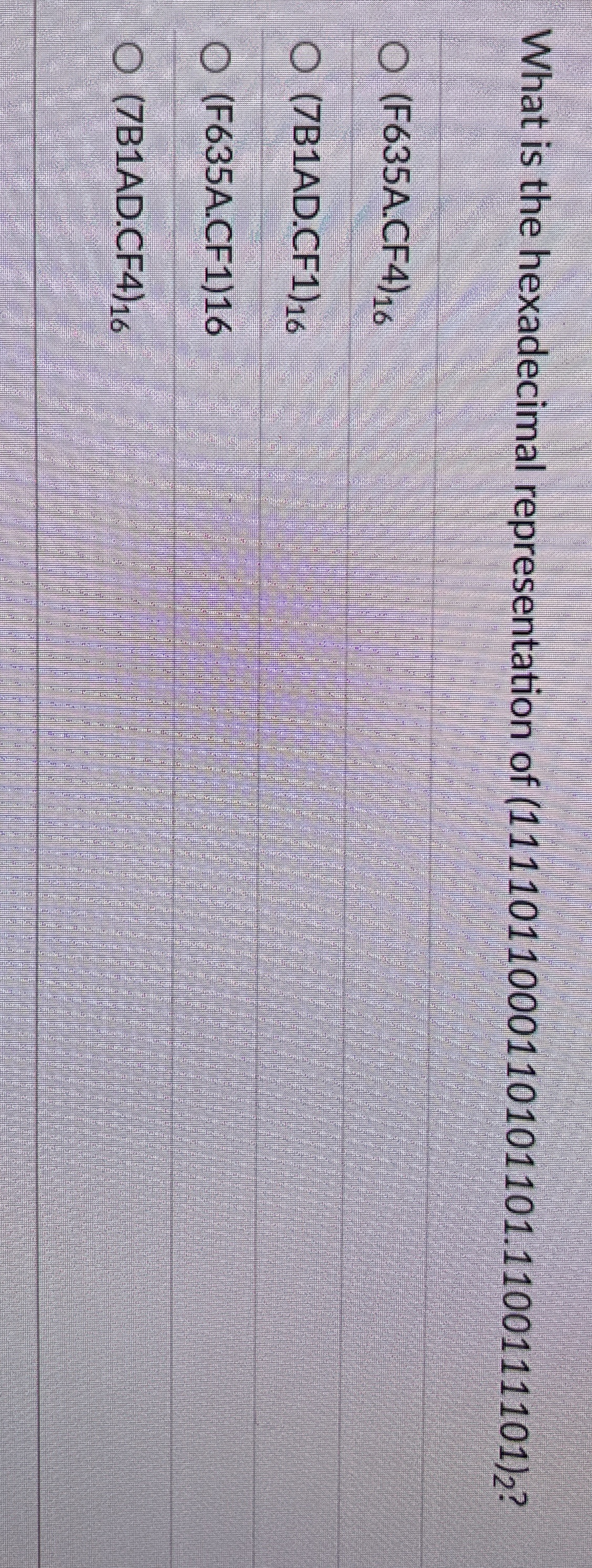 What is the hexadecimal representation of ( 1 1 1