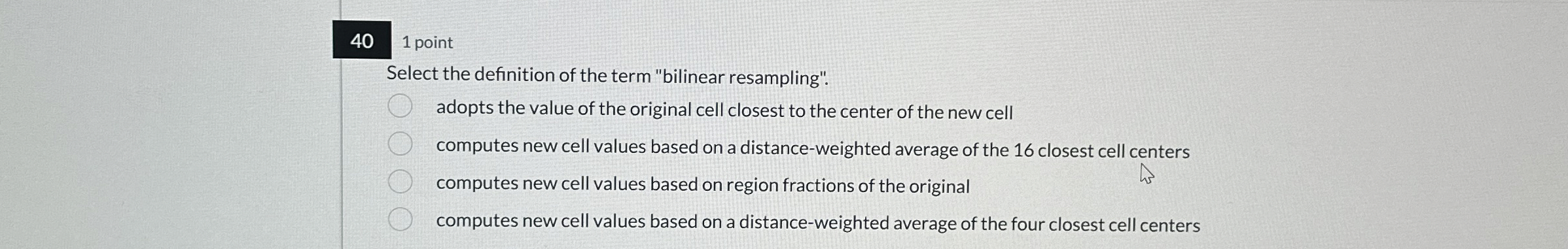 4 0 1 point Select the definition of the term