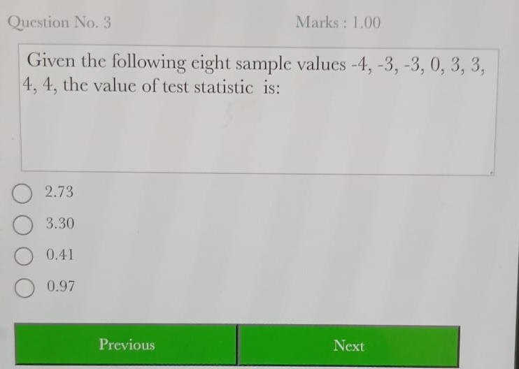 Question No . 3 Marks : 1 . 0 0 Given the