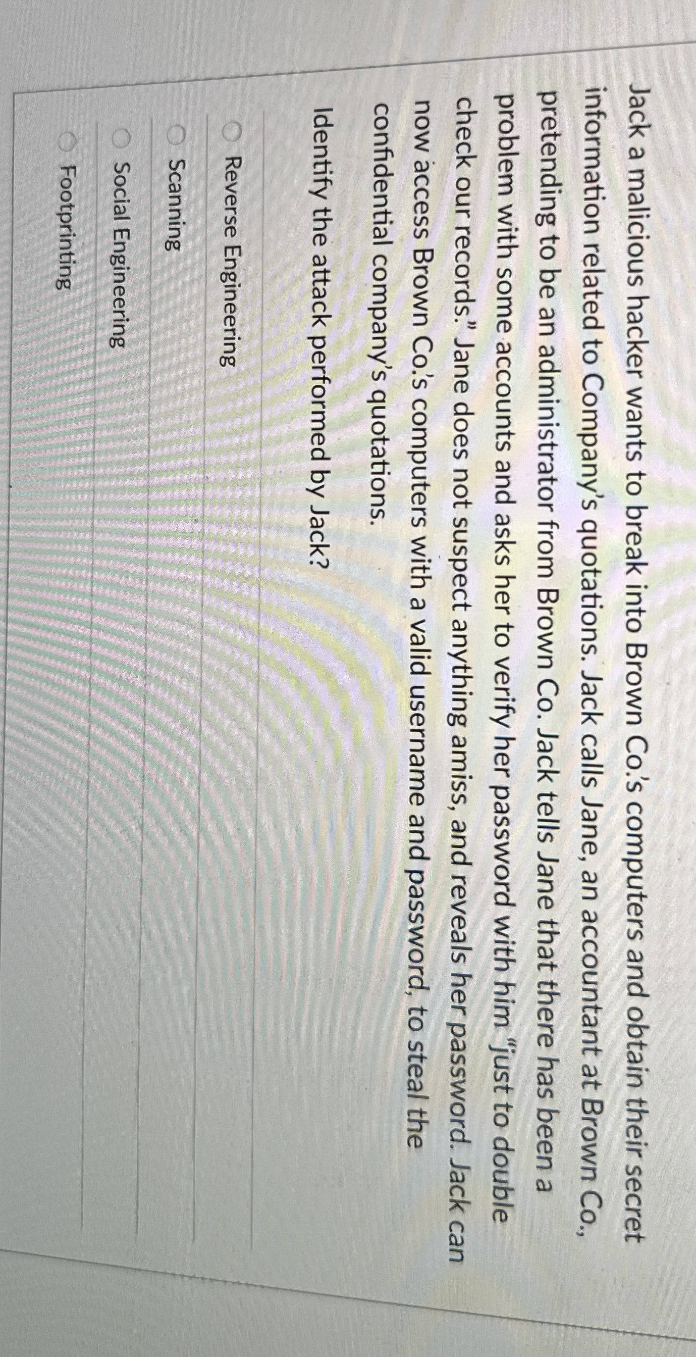 Jack a malicious hacker wants to break into Brown