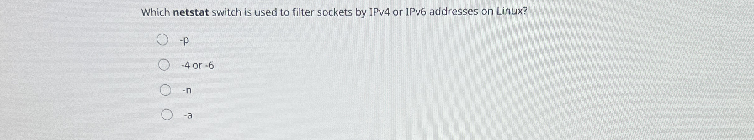 Which netstat switch is used to filter sockets by