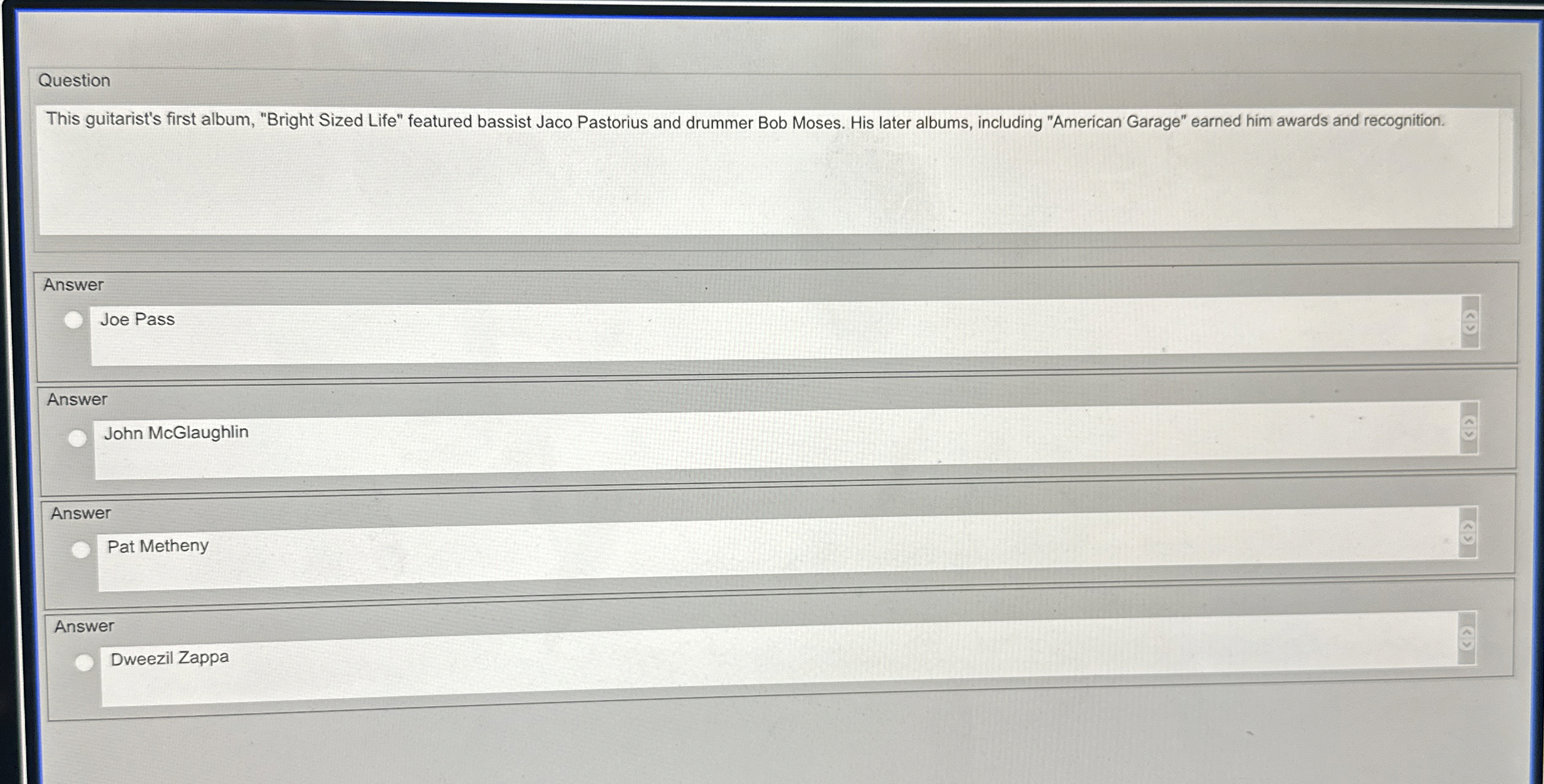 Question This guitarist's first album, 