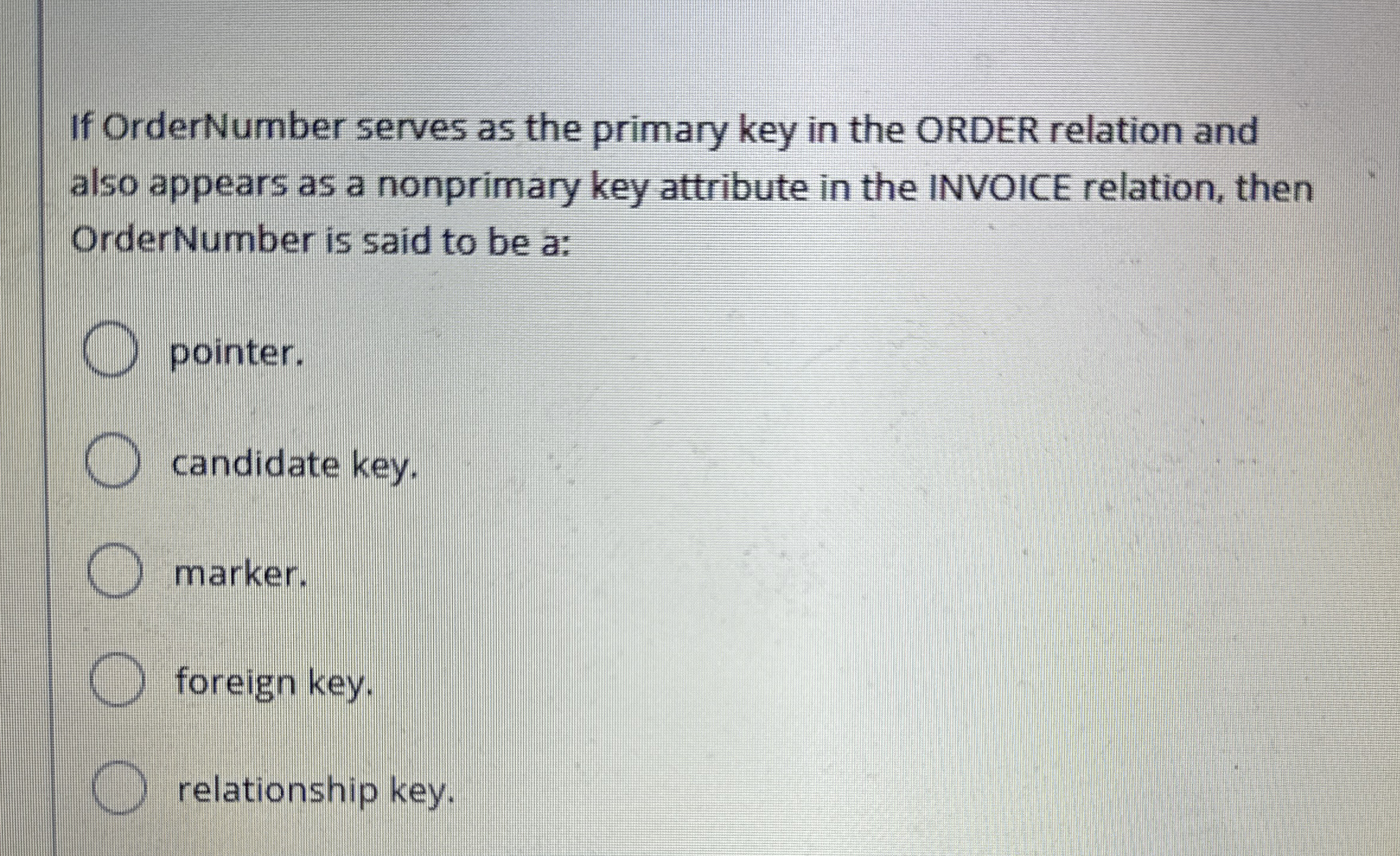If OrderNumber serves as the primary key in the