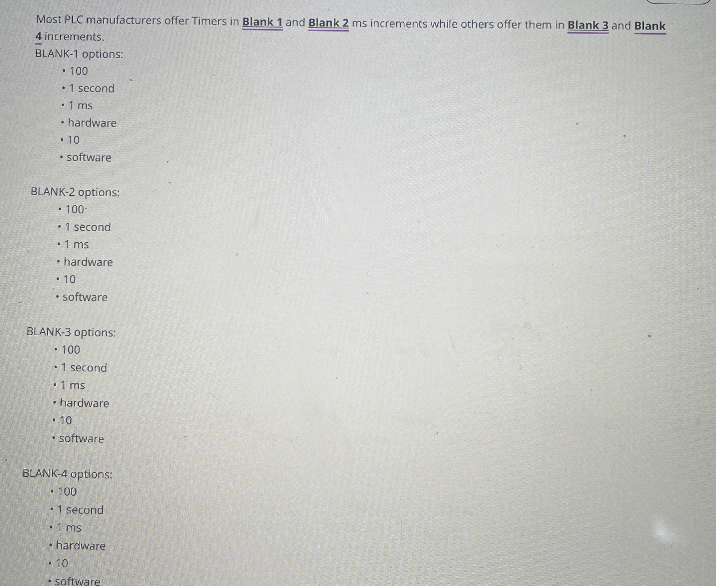 Most PLC manufacturers offer Timers in Blank 1