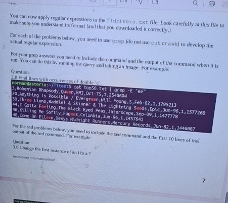 You can now apply regular expressions to the f 1