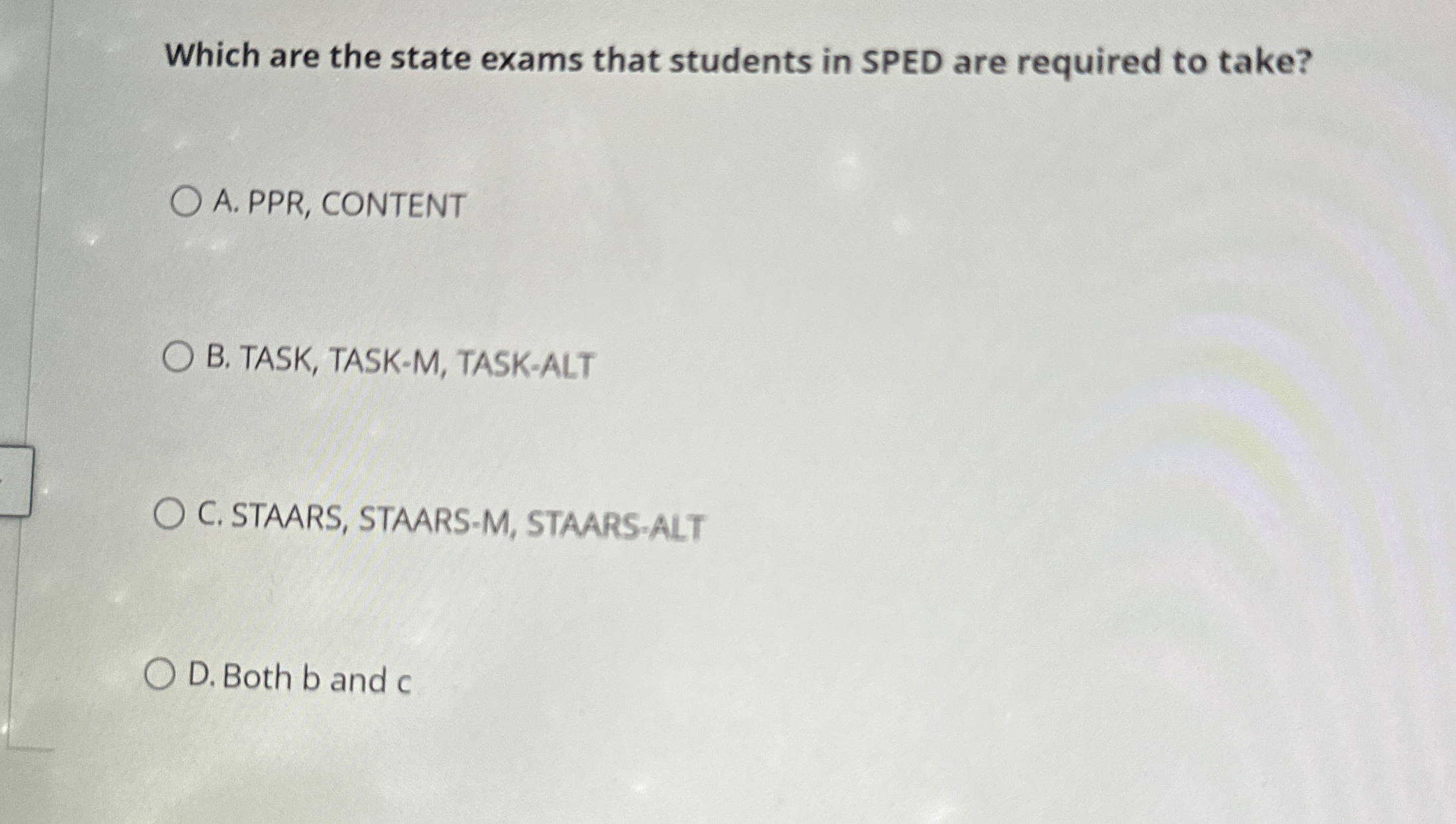 Which are the state exams that students in SPED