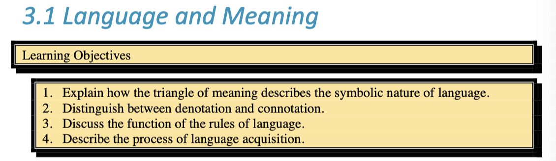 3 . 1 Language and Meaning Learning Objectives