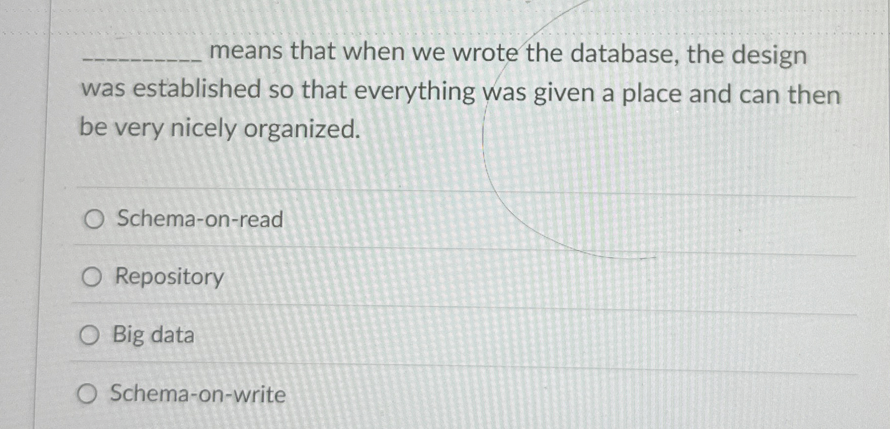 means that when we wrote the database, the design