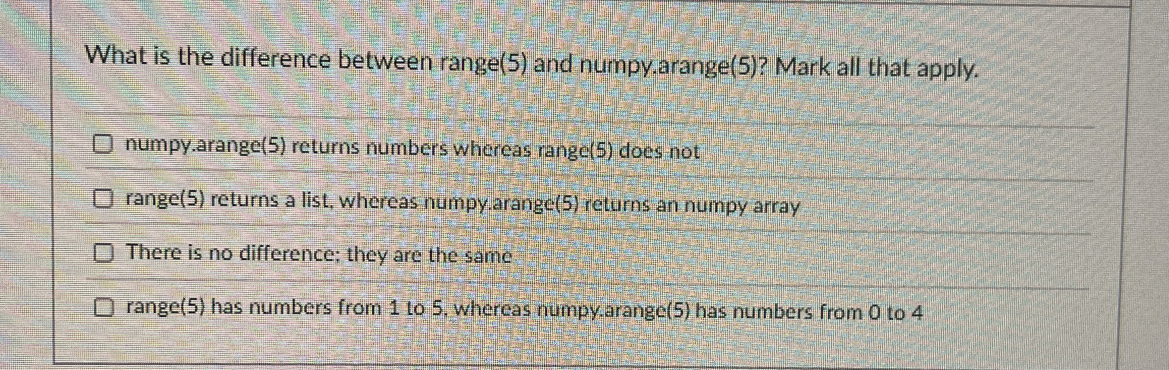 What is the difference between range ( 5 ) and