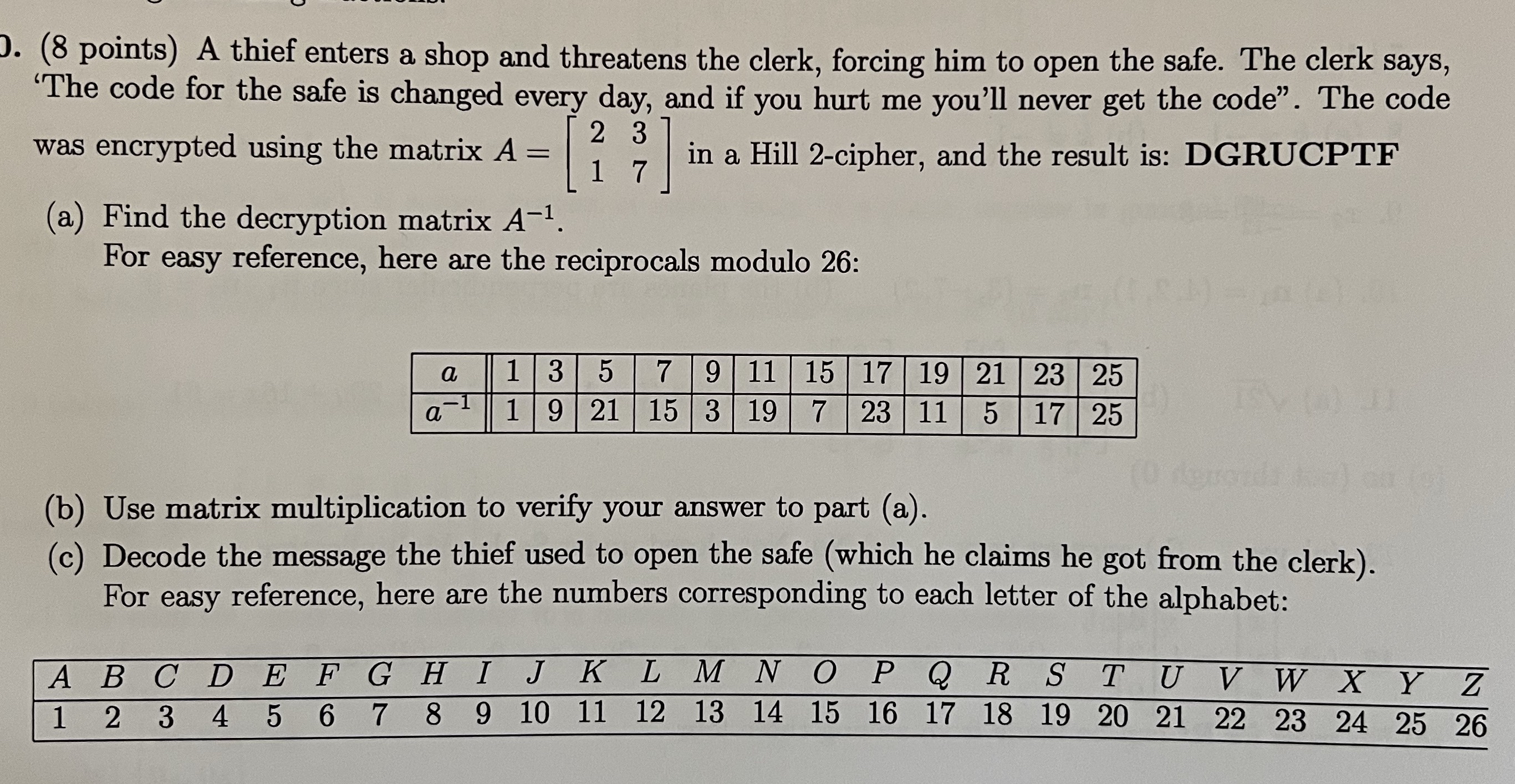 ( 8 points ) A thief enters a shop and threatens