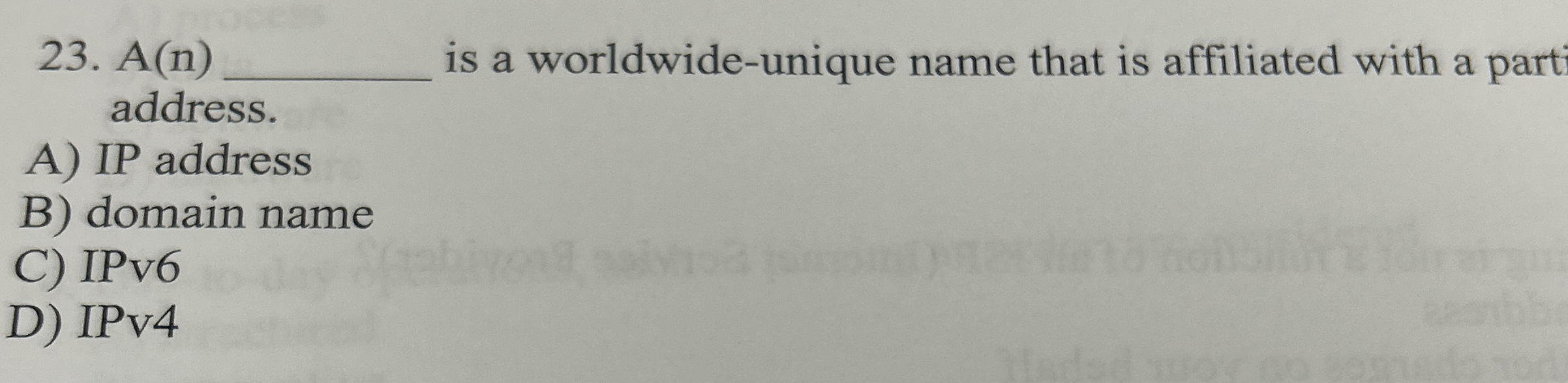 A ( n ) is a worldwide - unique name that is