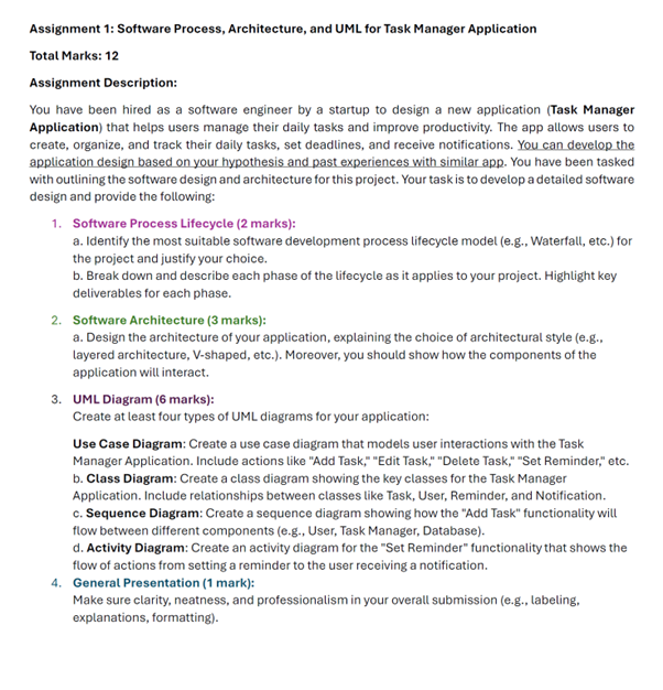 Assignment 1 : Software Process, Architecture,