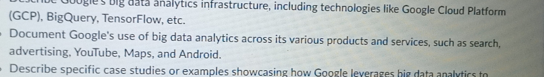 Document Google's use of big data analytics