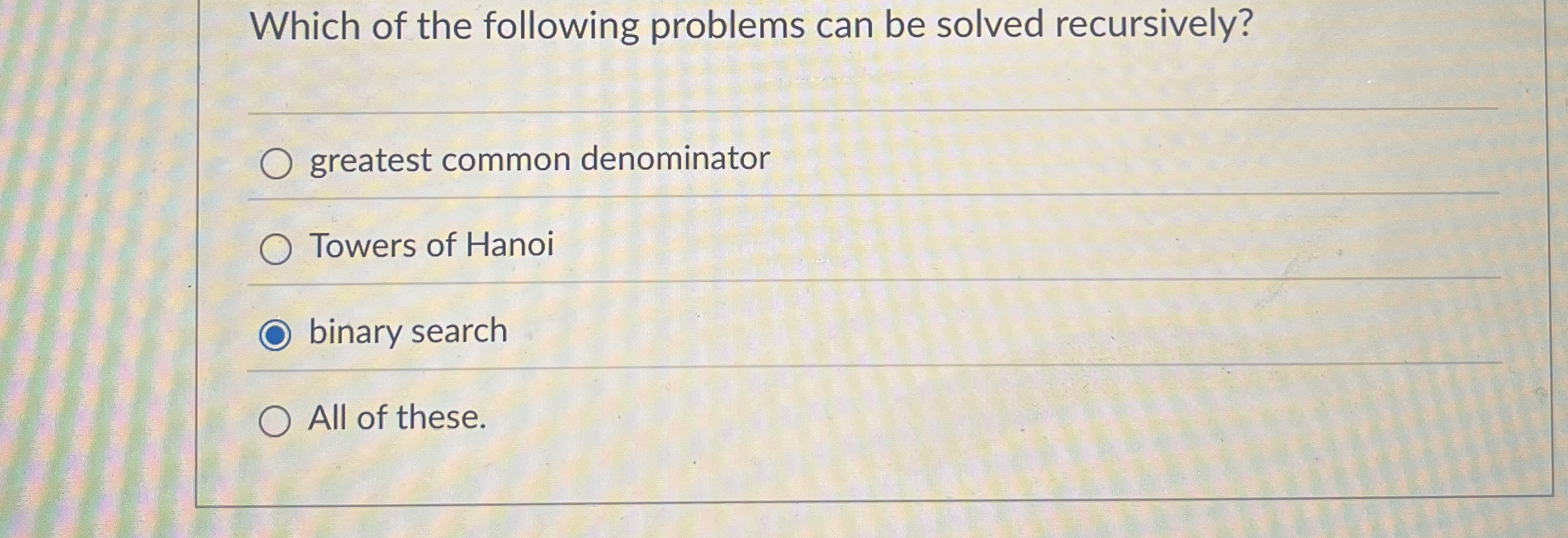 Which of the following problems can be solved