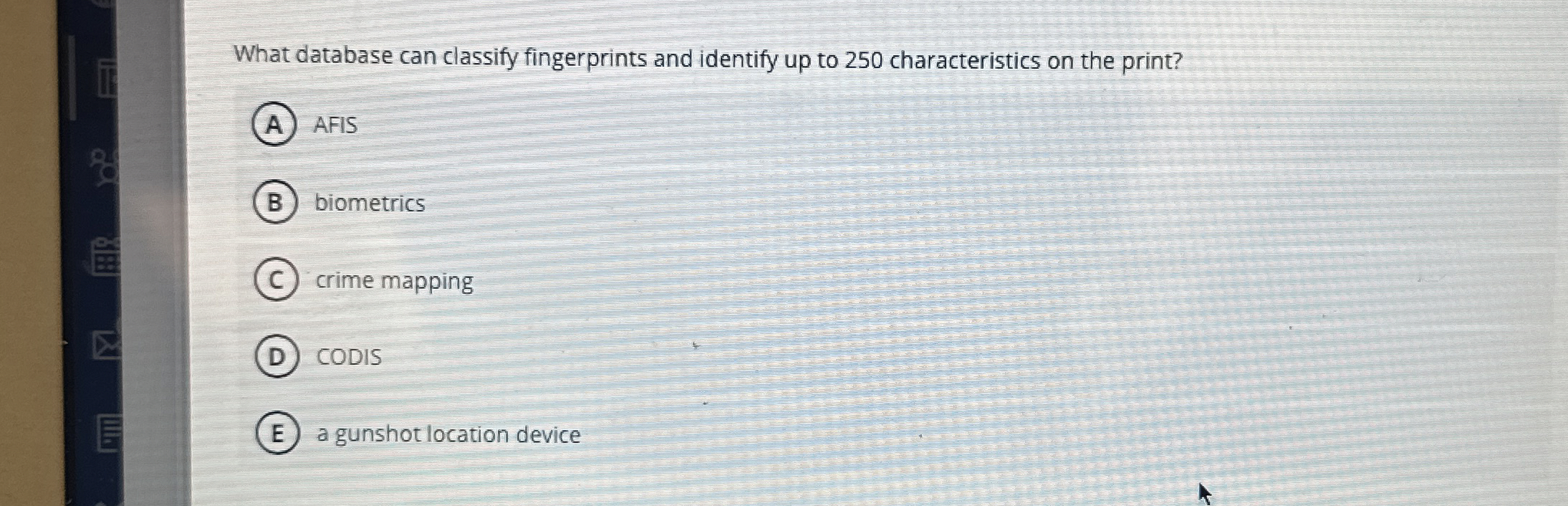 What database can classify fingerprints and