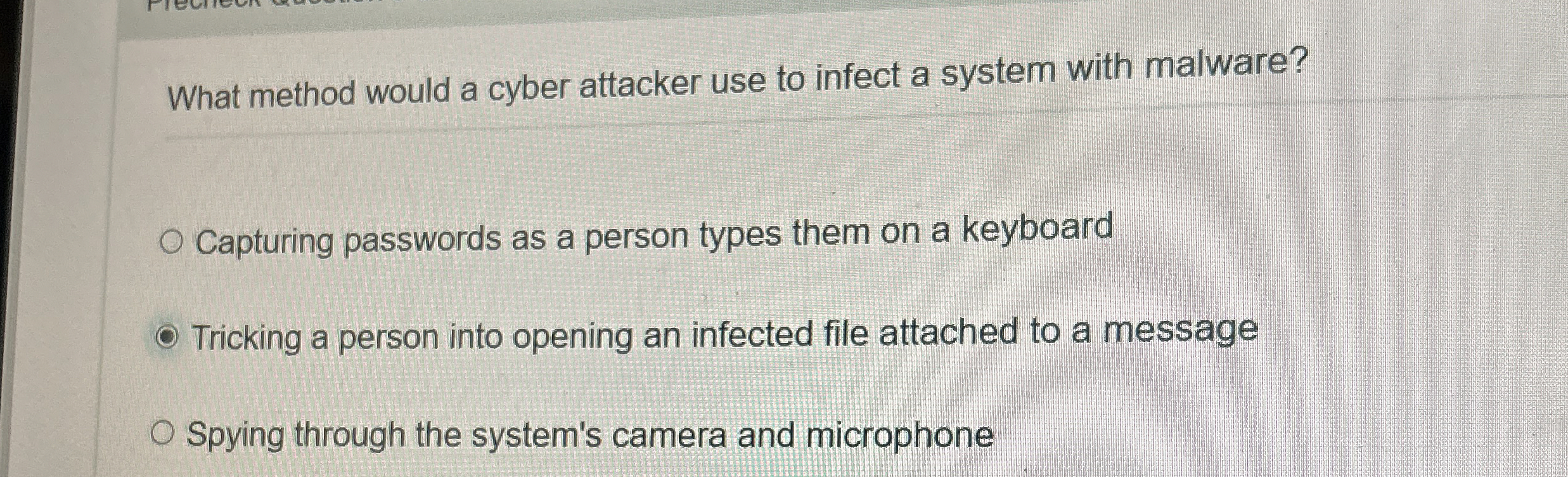 What method would a cyber attacker use to infect