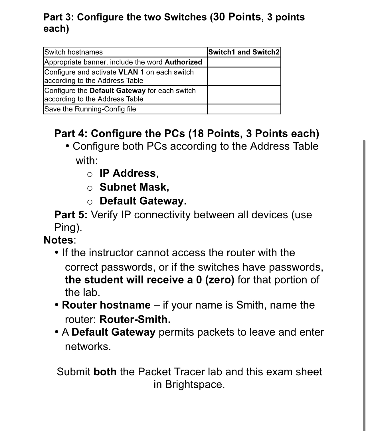 Requirements - Create and Configure a Packet