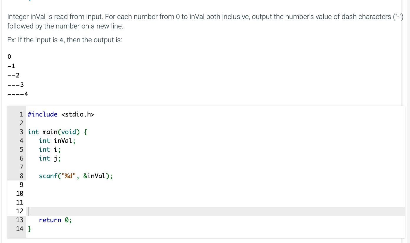 Integer inVal is read from input. For each number