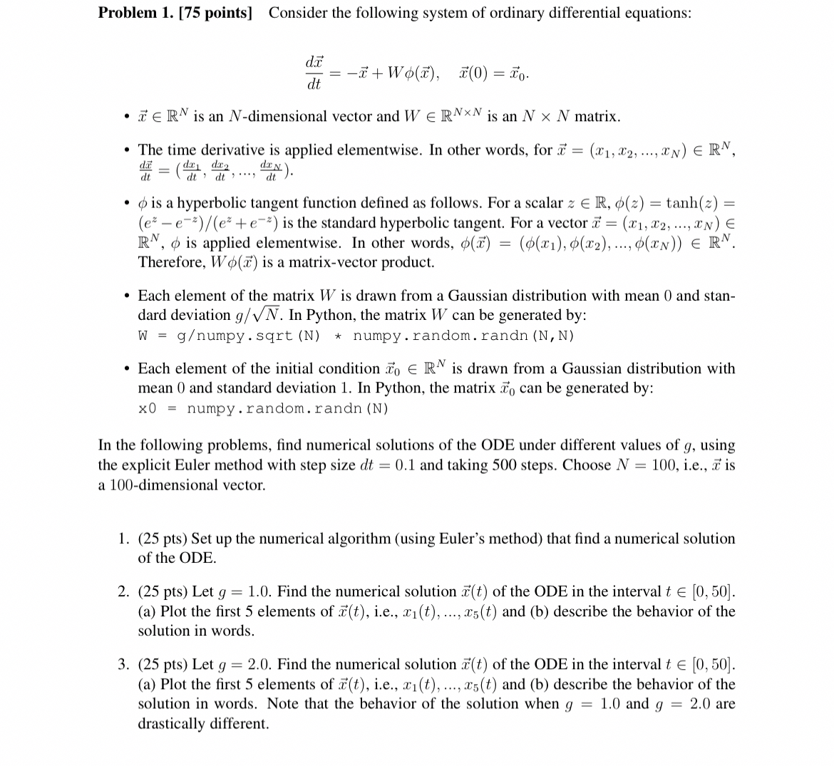 Problem 1 . [ 7 5 points ] Consider the following