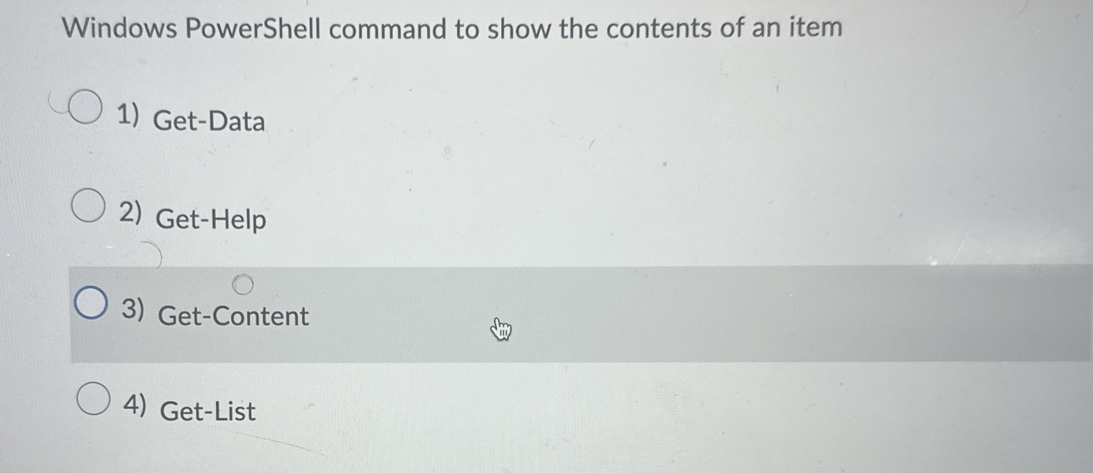 Windows PowerShell command to show the contents