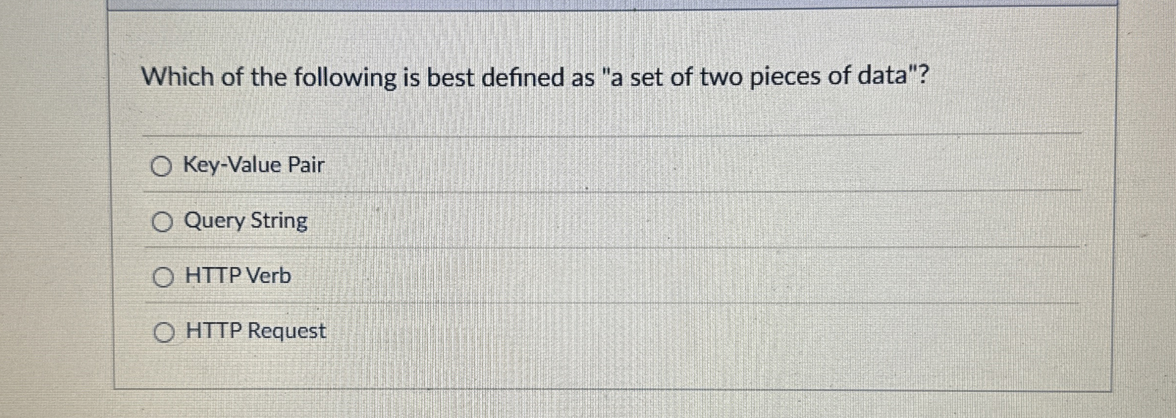 Which of the following is best defined as "a set