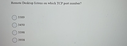 Remote Desktop listens on which TCP port number?
