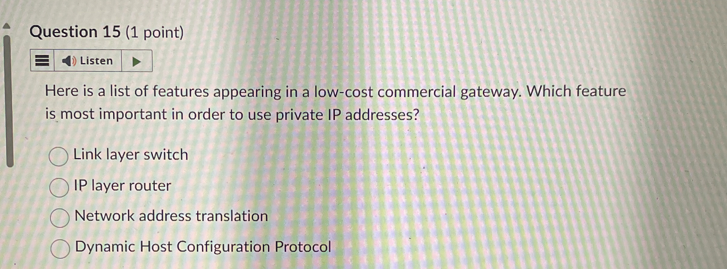 Question 1 5 ( 1 point ) Here is a list of
