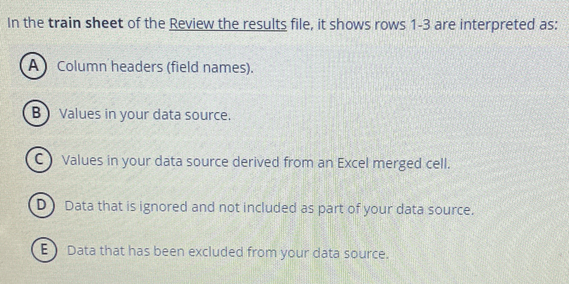 In the train sheet of the Review the results