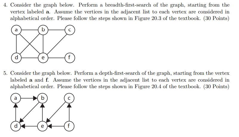 4 . Consider the graph below. Perform a breadth -