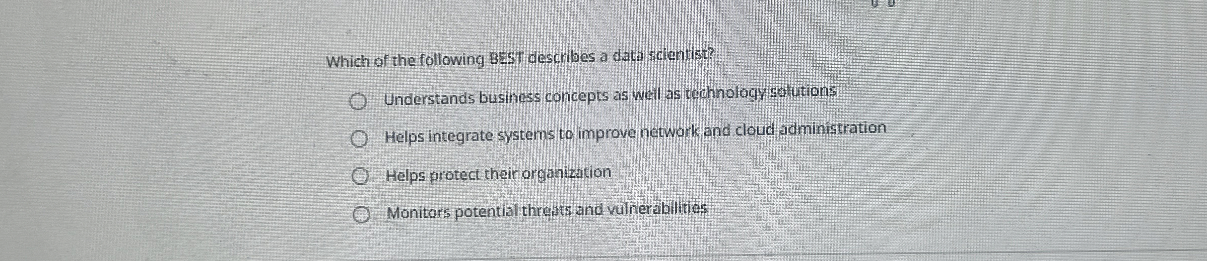 Which of the following BEST describes a data