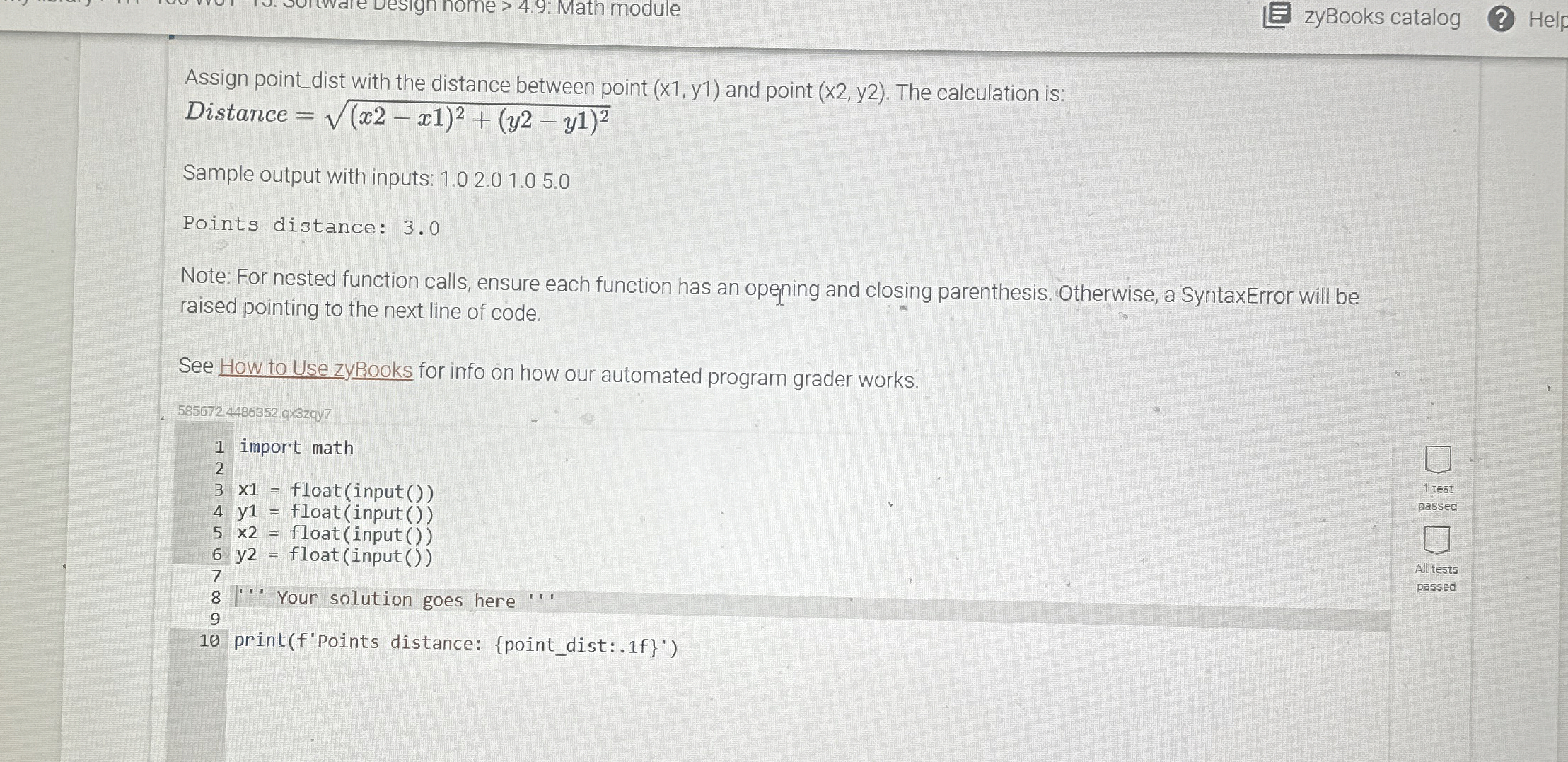 Assign point _ dist with the distance between
