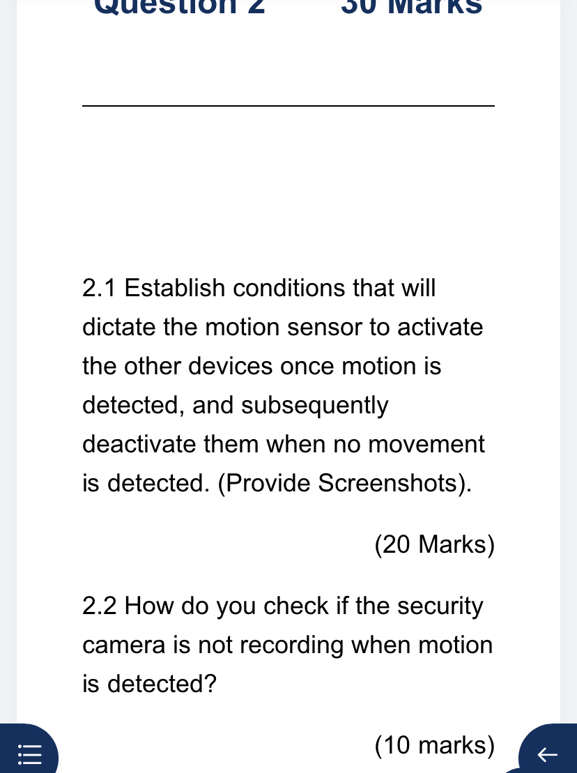 2 . 1 Establish conditions that will dictate the