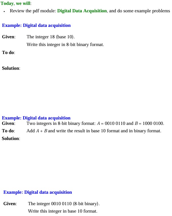 Today, we will: - Review the pdf module: Digital