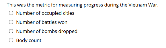 This was the metric for measuring progress during