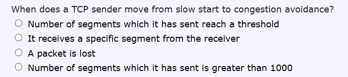 When does a TCP sender move from slow start to