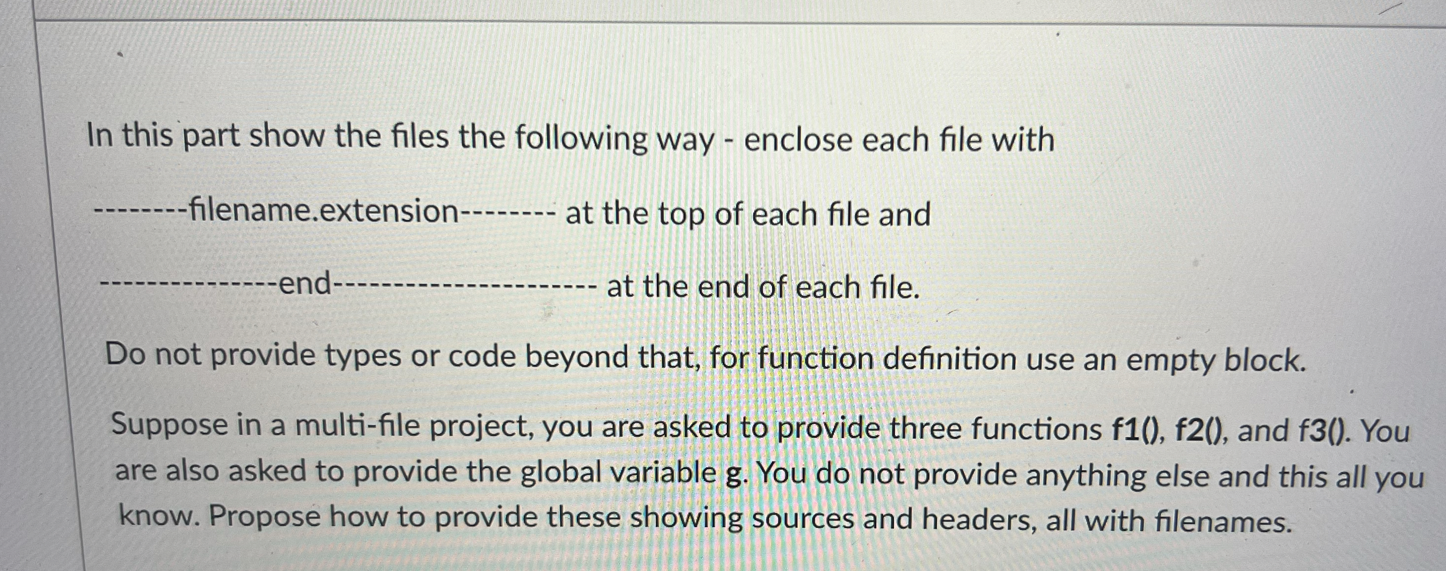 In this part show the files the following way -