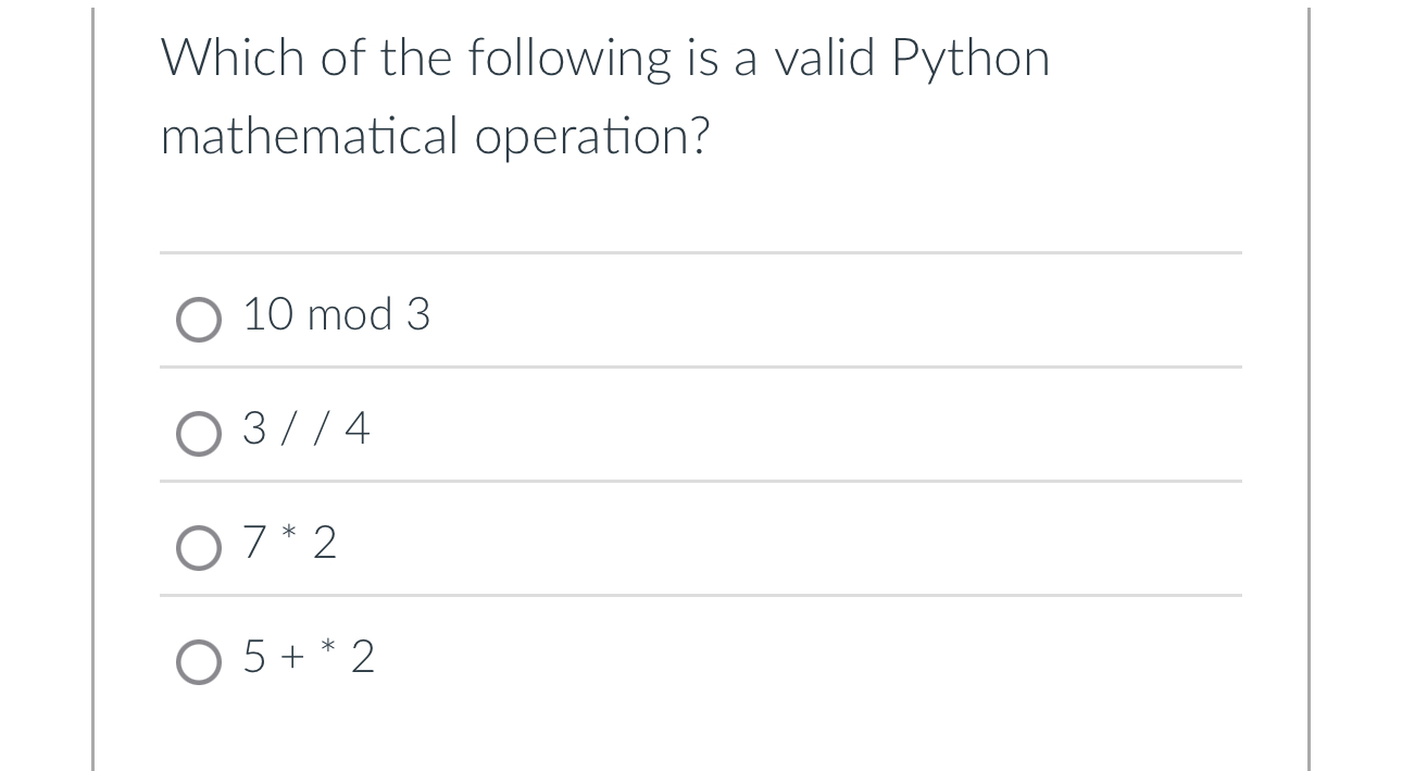 Which of the following is a valid Python