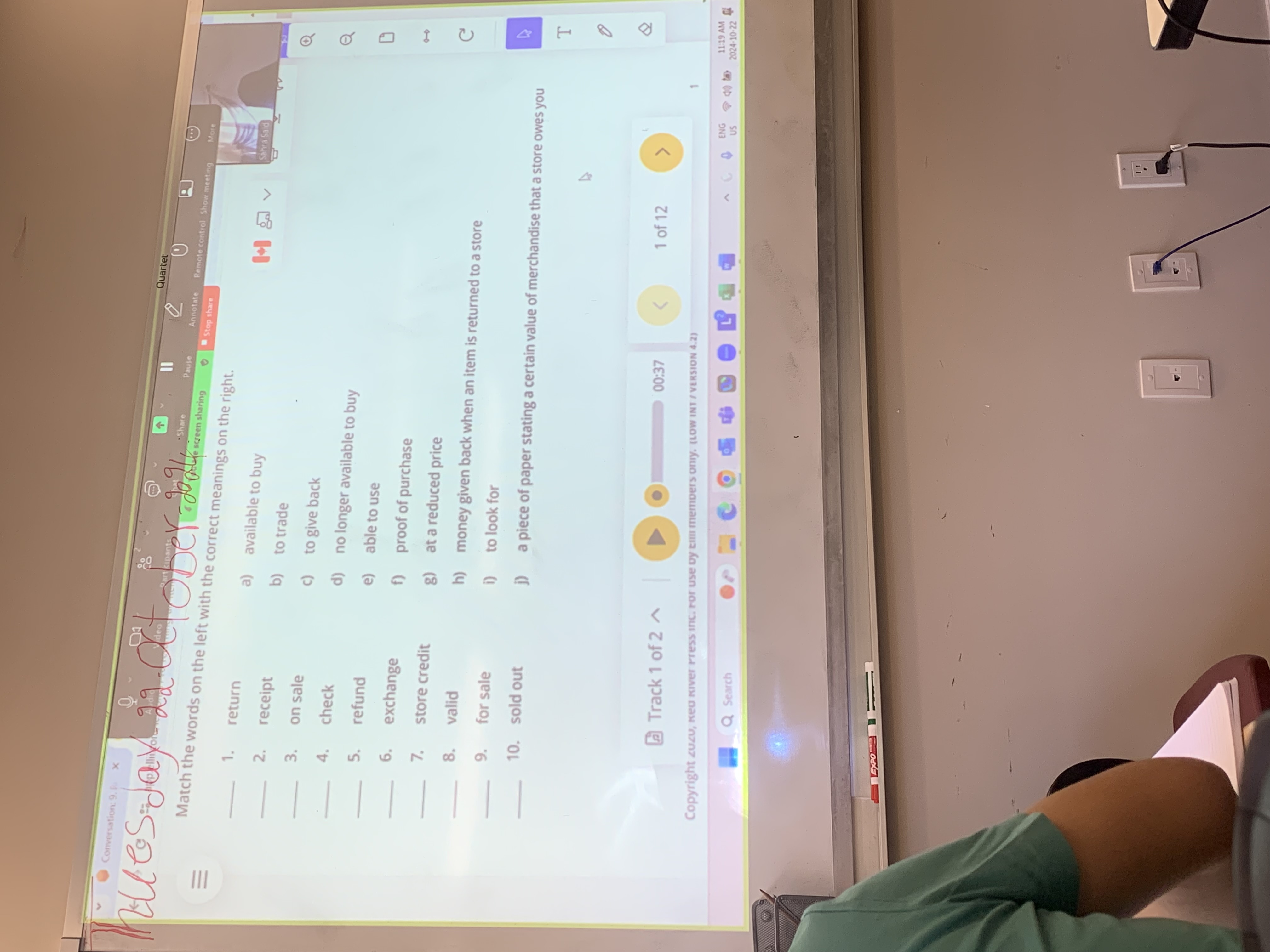 Match the words on the left with the correct