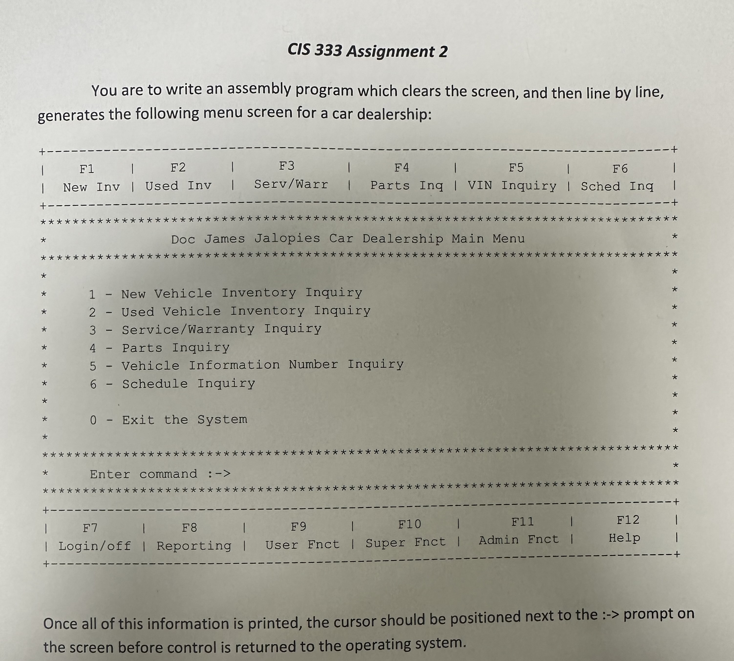 CIS 3 3 3 Assignment 2 You are to write an