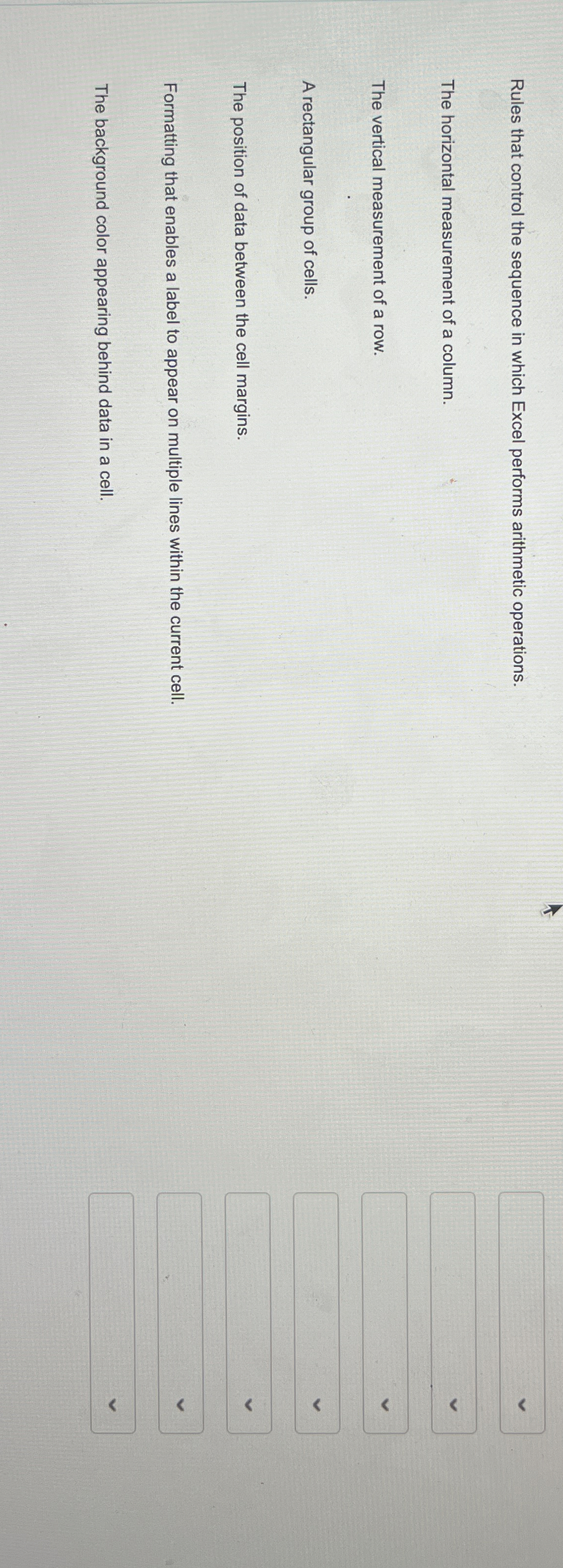 Rules that control the sequence in which Excel