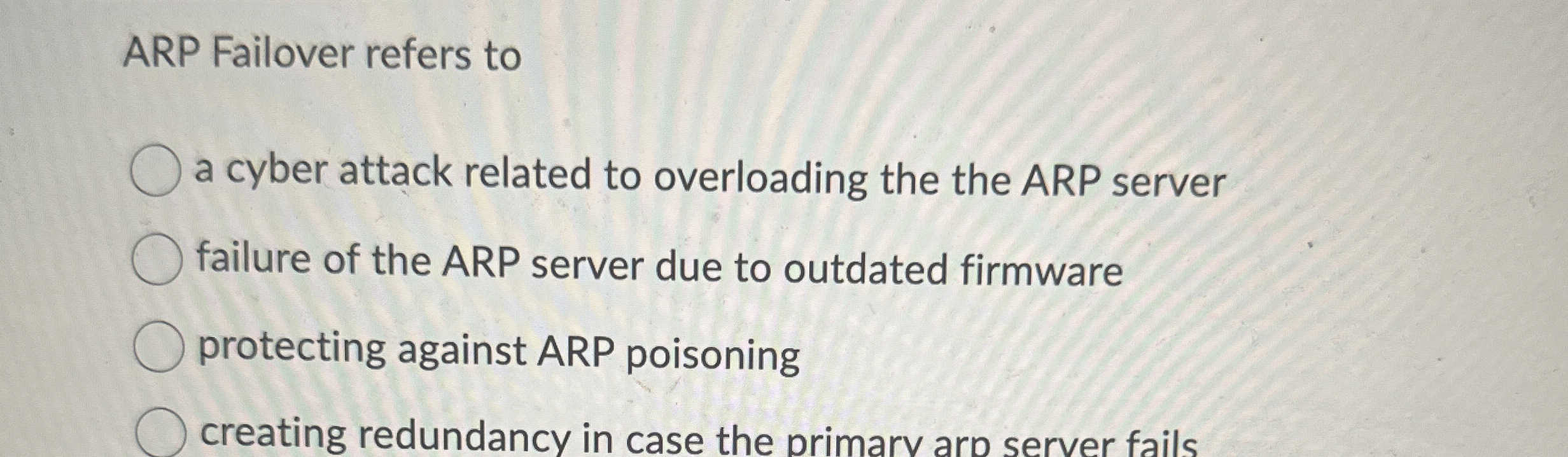 ARP Failover refers to a cyber attack related to