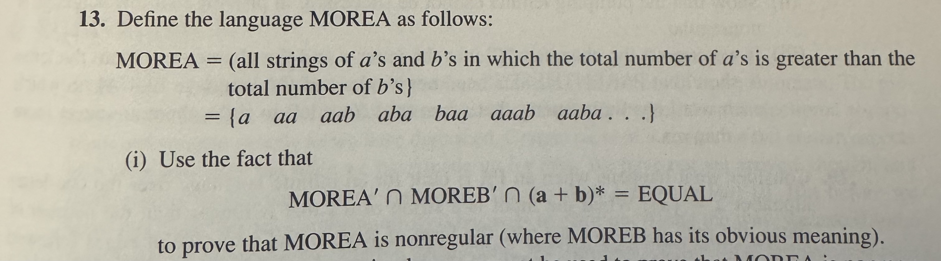 Define the language MOREA as follows: MOREA = (
