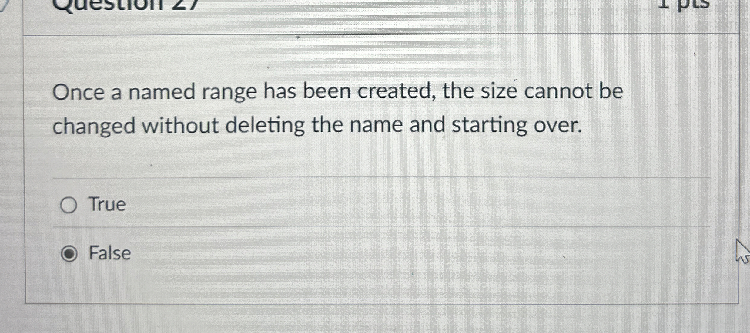 Once a named range has been created, the size